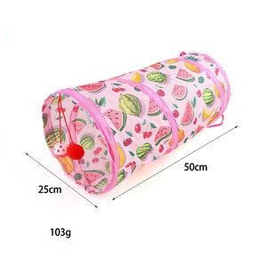 घंटी फर बॉल खिलौना के साथ नवीनतम प्रिंट ढहने वाली पिल्ला बिल्ली बिल्ली सुरंग घर - Product Image 1