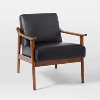 Chaises de loisirs en tissu PU au design moderne Mobilier de restaurant en bois massif Mobilier de salon Chaise longue Chaise en bois Fauteuil
