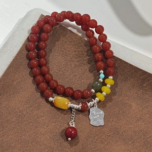 S925 Sterling <b>Silver</b> Red Agate Bracelet With Good Luck <b>Charm</b> Unisex Everyday Wear Jewelry - Product Image 3