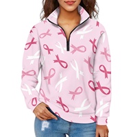 Nouveau sweat à fermeture éclair à manches longues pour femmes de sensibilisation au cancer du sein