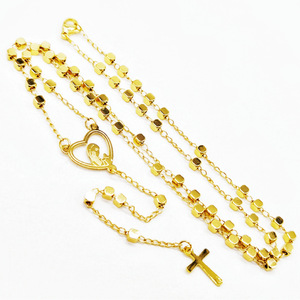 스테인리스 스틸 성 베네딕트 금도금 사각 비즈 종교 묵주 성모 마리아 십자가 목걸이 여성용 카톨릭 묵주 - Product Image 4