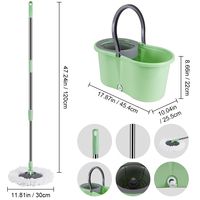 Ensemble serpillière et seau en acier inoxydable avec essoreuse, manche de 120 cm, pour nettoyage professionnel des sols en pierre