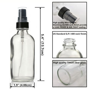 4 Botellas de Vidrio Transparente de 4 Onzas con Pulverizador de Rocío Fino, Recargables y Vacías <span class=keywords><strong>para</strong></span> Aceites Esenciales, Limpiadores Caseros y Aromaterapia, 120 ml - Product Image 2