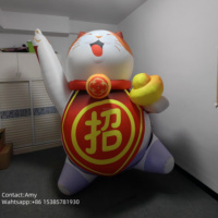 Mascotte ballon chat porte-bonheur gonflable fortune cat, dessin animé modèle gonflable maneki neko pour décoration