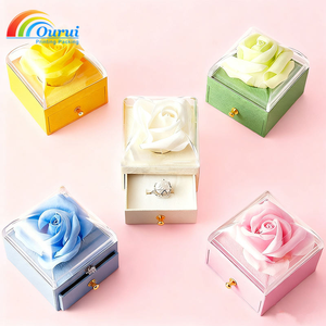 Ourui Rectangle Jewelry Box with Velvet Interior and Rose Design for Valentine's Day Gift Packaging - Product Image 2