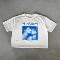 T-shirt décontracté surdimensionné pour homme de haute qualité, effet délavé à l'acide, streetwear personnalisé, vintage, imprimé numérique, effet soleil éclairé