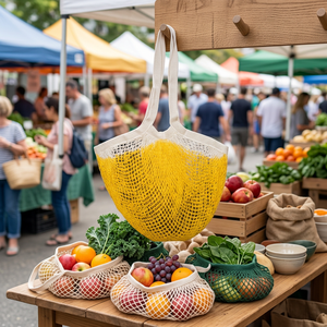 Bolsa de Malla de Algodón para el Mercado, Reutilizable y Flexible, para Mercados de Agricultores y Venta al por Mayor en Supermercados - Product Image 1