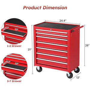 Carrito de Herramientas Multifuncional con Cerradura, Caja de Herramientas Rodante de 7 Cajones, Gabinete de Herramientas para Taller, Garaje, Almacén - Product Image 2