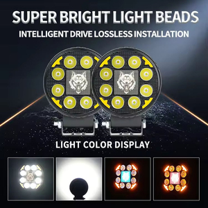 LiuHJG 12V 4 pouces Phare de travail tout-terrain 4x4 DRL Projecteur <span class=keywords><strong>LED</strong></span> blanc naturel + <span class=keywords><strong>jaune</strong></span> pour camion, voiture, moto en alliage d'aluminium - Product Image 3