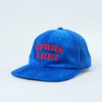 Yukaihe dikke corduroy 6-panel petten met geborduurd logo, 6-panel corduroy petten met licht gebogen klep, ongestructureerde baseball caps
