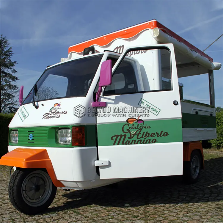 Belyoo Ape Piaggio triciclo elettrico Mobile succo Drink Bar stazione Cocktail birra Taco Cart per la vendita cibo Van Tuk Tuk Truck