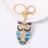 Porte-clés hibou créatif et mignon en alliage de zinc, incrusté de diamants, avec chaîne pendentif, coloré, de luxe, tendance, cadeau d'affaires Junge