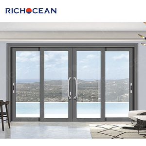RICHOCEAN Portes coulissantes manuelles en verre trempé coupe-vent de haute qualité <span class=keywords><strong>Porte</strong></span> <span class=keywords><strong>coulissante</strong></span> en aluminium avec système coulissant - Product Image 5