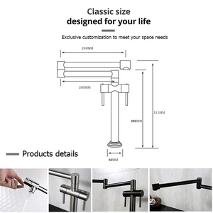 Robinet d'évier de <span class=keywords><strong>cuisine</strong></span> en laiton à double poignée, pont en Arc haut, remplisseur de Pot, robinet de pliable gratuit - Product Image 6