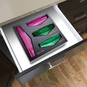 Organizador de almacenamiento Ziplock de bambú negro para cajón de cocina Organizador de bolsas Contenedor de almacenamiento de alimentos para aperitivos de galón compatible - Product Image 4