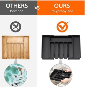 Silver Case Plastic <b>Drawer</b> Organizer Adjustable <b>Storage</b> Tray <b>For</b> Tableware Rectangular Single Tier Standing Type Injection - Product Image 4