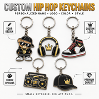 Porte-clés Hip Hop Personnalisés en Métal – Pendentif Design Personnalisé, Logo, Couleur, Baskets, Boombox, Casque, Casquette – Idéal pour Cadeau Streetwear