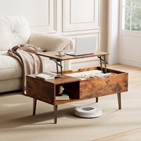 Table basse multifonctionnelle relevable avec rangement dissimulé, étagères ouvertes, en bois durable, style industriel, meuble de salon pour petits espaces
