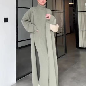 Completo Autunnale Elegante e Comodo con Maglione a Maniche Lunghe e Gonna Lunga per <span class=keywords><strong>Donna</strong></span> - Product Image 1