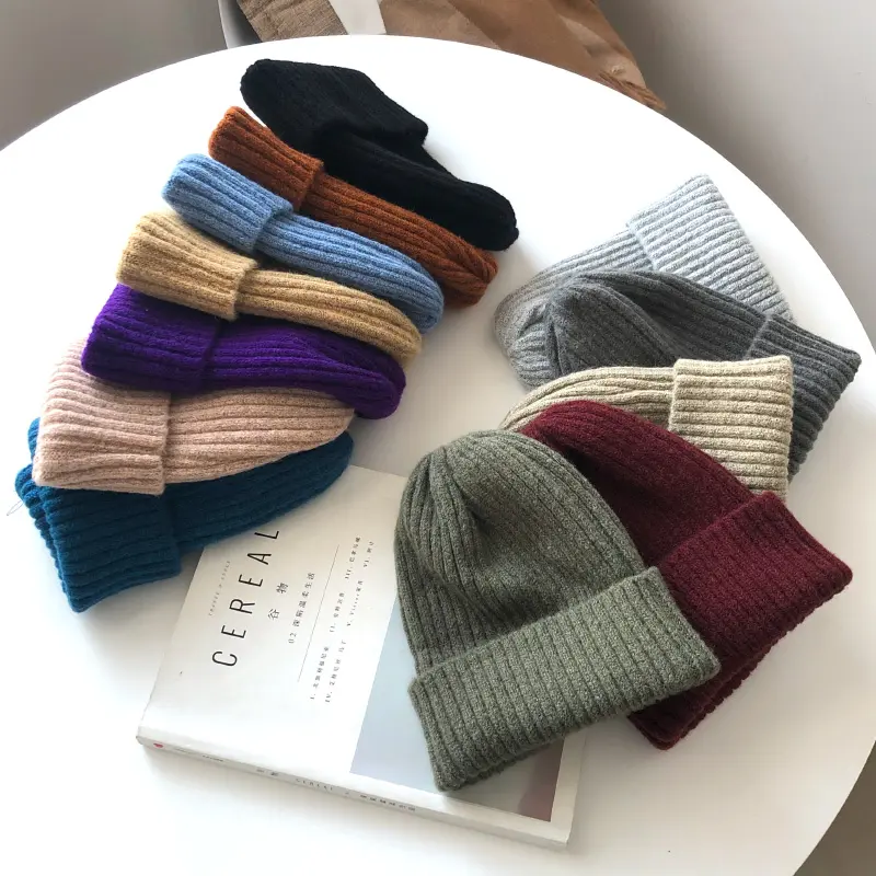 New Soft Warm Beanie Knitted Solid Wool Beret Winter Hats Fashion Korean Style Women Casual Wool Caps Elegant Beanie All-match