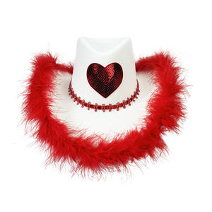 Nuevo Sombrero Vaquero del Oeste con Pelo Rosa para el Día de San Valentín, Sombrero Vaquero con Pelo Rosa en Forma de Corazón para Carnaval - Product Image 3