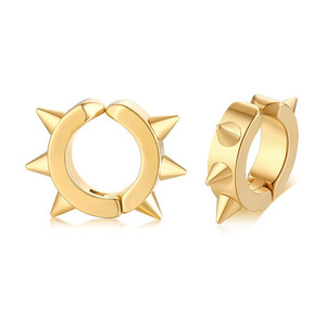 Pendientes de clip de acero inoxidable con forma de púa, estilo punk geométrico, joyería para fiesta, multicolor 1215-3 - Product Image 2