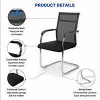 Chaise de bureau visiteur cantilever en maille respirante avec base chromée et accoudoirs fixes, idéale pour les salles de conférence, les bureaux d'attente et le télétravail