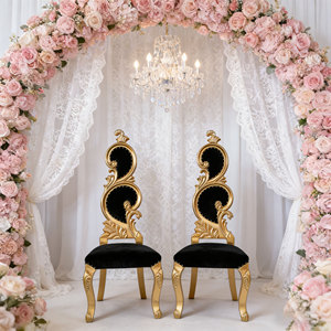 Chaises de trône dorées modernes et durables en gros, chaises de trône royales de luxe pour mariage, chaises de mariage pour le marié et la mariée - Product Image 2