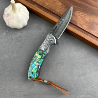 Couteau pliant Damas pour le camping et les activités de plein air, couteau de poche EDC populaire pour fruits, OEM DIY