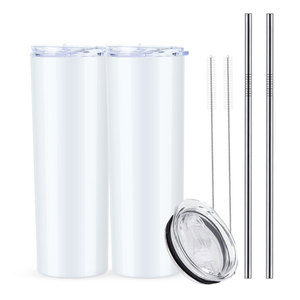 Gobelets à café en métal personnalisés de 20 oz, fins, noirs, avec couvercle et paille - Product Image 3