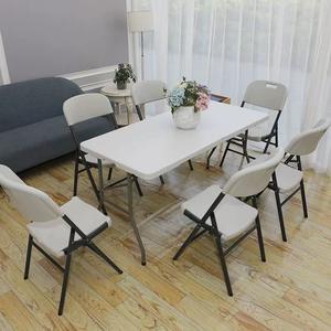 Tavolo Pieghevole Portatile Rettangolare Moderno in Plastica Bianca da 1,8 m per Esterni, Pranzo, Spiaggia, Barbecue, Campeggio, Picnic, Banchetti, Scuola, Cucina - Product Image 2