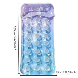 Nueva <span class=keywords><strong>Cama</strong></span> Flotante Inflable de PVC Ecológica con Diseño de Hoja de Arce, Lentejuelas Degradadas, Almohada <span class=keywords><strong>Doble</strong></span> y Diseño Engrosado para Piscina - Product Image 6