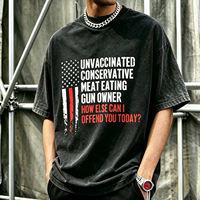 T-shirt vintage délavé pour homme, motif drapeau américain, manches courtes, col rond, unisexe, streetwear