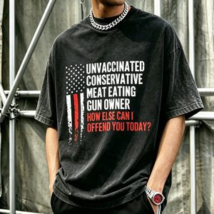 เสื้อยืดวินเทจลายธงชาติอเมริกัน แขนสั้น คอกลม ยูนิเซ็กส์ สตรีทแวร์ - Product Image 2