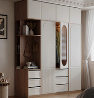 Armoire de chambre à coucher française personnalisée avec portes en verre cannelé, étagère latérale de présentation, armoire modulaire avec 6 tiroirs pour la maison