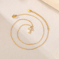 Dainty Ankh Petit Collier En Gros En Acier Inoxydable Plaqué Or Zircons Croix Égyptienne Pendentif Sautoirs Collier Femmes