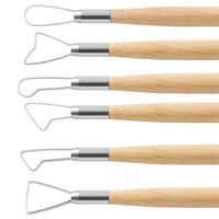 LISI Lot de 6 pièces de ruban d'argile à manche en bois double face pour la sculpture de cire en céramique, fournitures d'art.