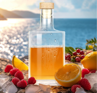 Bouteilles de vin carrées de 750 ml/25 oz avec couvercle, bouteilles de vin transparentes vides pour liqueur, vodka, brandy, whisky, bière, eau, soda