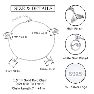 <span class=keywords><strong>Tobilleras</strong></span> de Plata de Ley 925 con Diseño de Estrella de Mar, Concha de Ballena y Estilo Bohemio Oceánico - Product Image 6