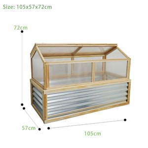 Large Natural Wood Galvanized Metal Raised Garden Bed Kit Polycarbonate Greenhouse Cover Easy Assembly Climbing Plant Home - Product Image 6