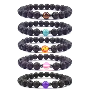 Groothandel Mode-sieraden Amber Healing Stenen En Kristallen Tijgeroog Lava Rock Kraal Natuursteen Armbanden