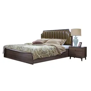 Mobiliário quarto king size cama de madeira cama macia com armazenamento