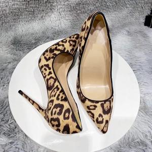 Wholesale Leopard Print Pointed Toe Slip-On Sexy Thin Heel D'Orsay Fashion Trend Women's Pump <b>Shoes</b> for Party - Product Image 3