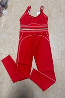 Ensemble de sport 2 pièces sans coutures pour femme : Soutien-gorge de sport à blocs de couleur et coutures contrastées, Legging de yoga taille haute – Tenue de sport pour la gym