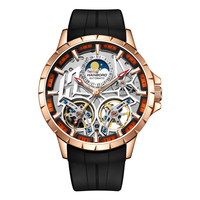 Montre mécanique entièrement automatique pour hommes série étoiles boîtier saphir Silicone à la mode conception creuse montre d'affaires étanche
