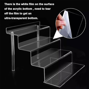 Elevadores acrílicos aceptables personalizados OEM 11,8 "W X 8,5" D Exhibición escalonada de acrílico de tres niveles Decoración de exhibición de joyería - Product Image 4