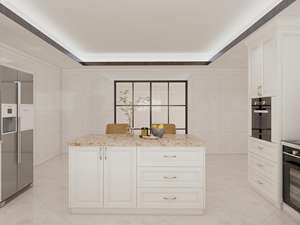 Cuisine classique moderne, armoire de style shaker, porte en verre, structure en contreplaqué massif, laque HDF, design, comprend un dosseret pour un usage domestique - Product Image 6