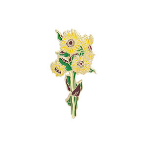 Broches en émail tournesols et <span class=keywords><strong>iris</strong></span>, bouquet personnalisé, broches pour sac, vêtements, épingles à revers, badge, bijoux végétaux, cadeau pour amoureuse, petite amie - Product Image 3