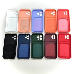 Étui de téléphone portable en <span class=keywords><strong>silicone</strong></span> liquide avec porte-cartes intégré, design minimaliste effet peau, résistant aux chutes, souple - Product Image 1