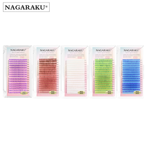 NAGARAKU Color Easy Fanning Volume Extension ciglia Auto Fans ciglia marrone viola blu <span class=keywords><strong>Mix</strong></span> 9-15mm 16 linee <span class=keywords><strong>Mega</strong></span> Volume - Product Image 1